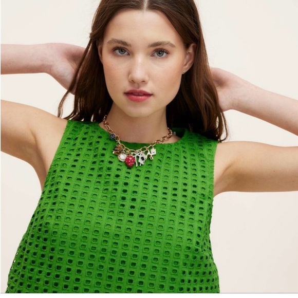 Kate Spade Target Green Eyelet Skirt and Top XL with Charm Necklace New - Picture 3 of 9